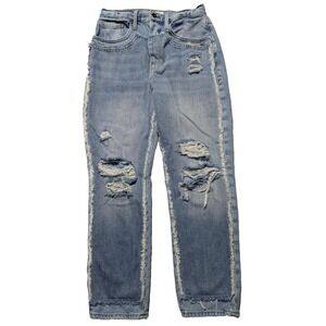 FRAME Coast Combo Layered Look Distressed LLJ207 Button Fly Blue Jeans -Women 27